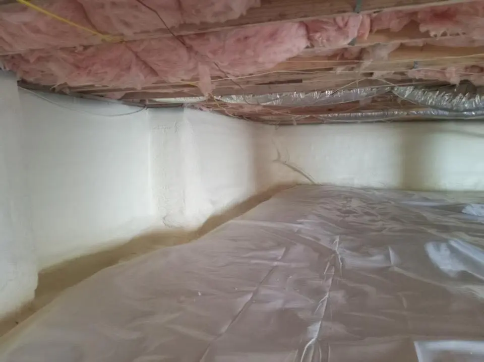Crawl space encapsulation with closed-cell spray foam for Attic Insulation in Greensboro